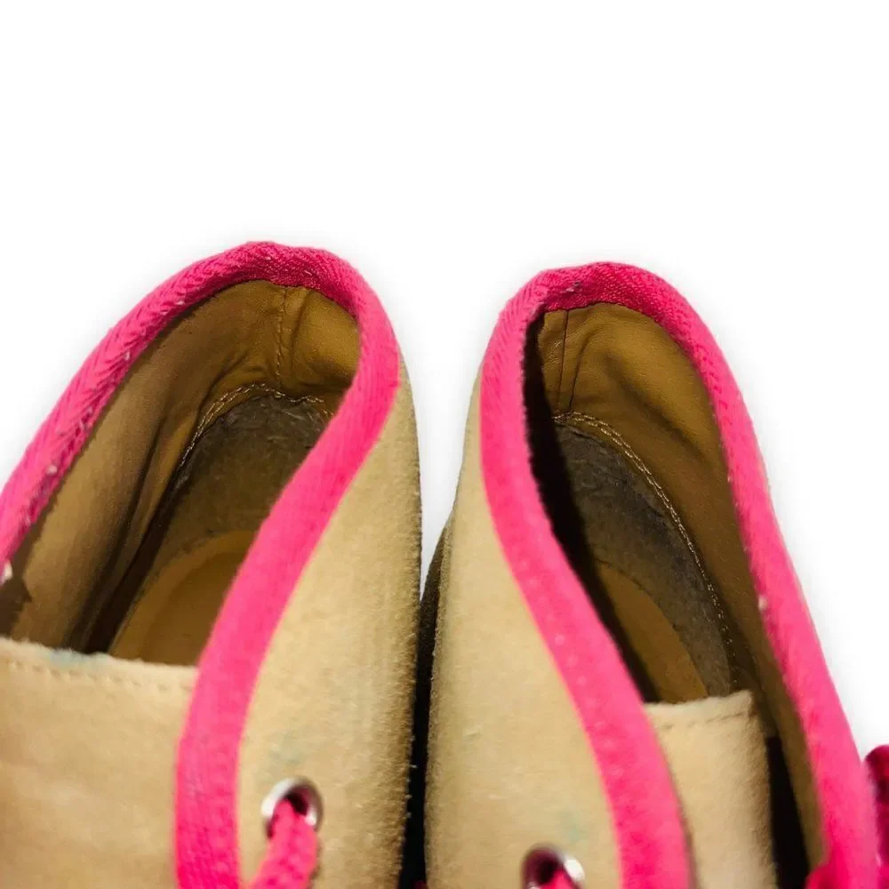 Lands' End Suede Chukka‎ Boots Beige / Pink Youth Girls 4M